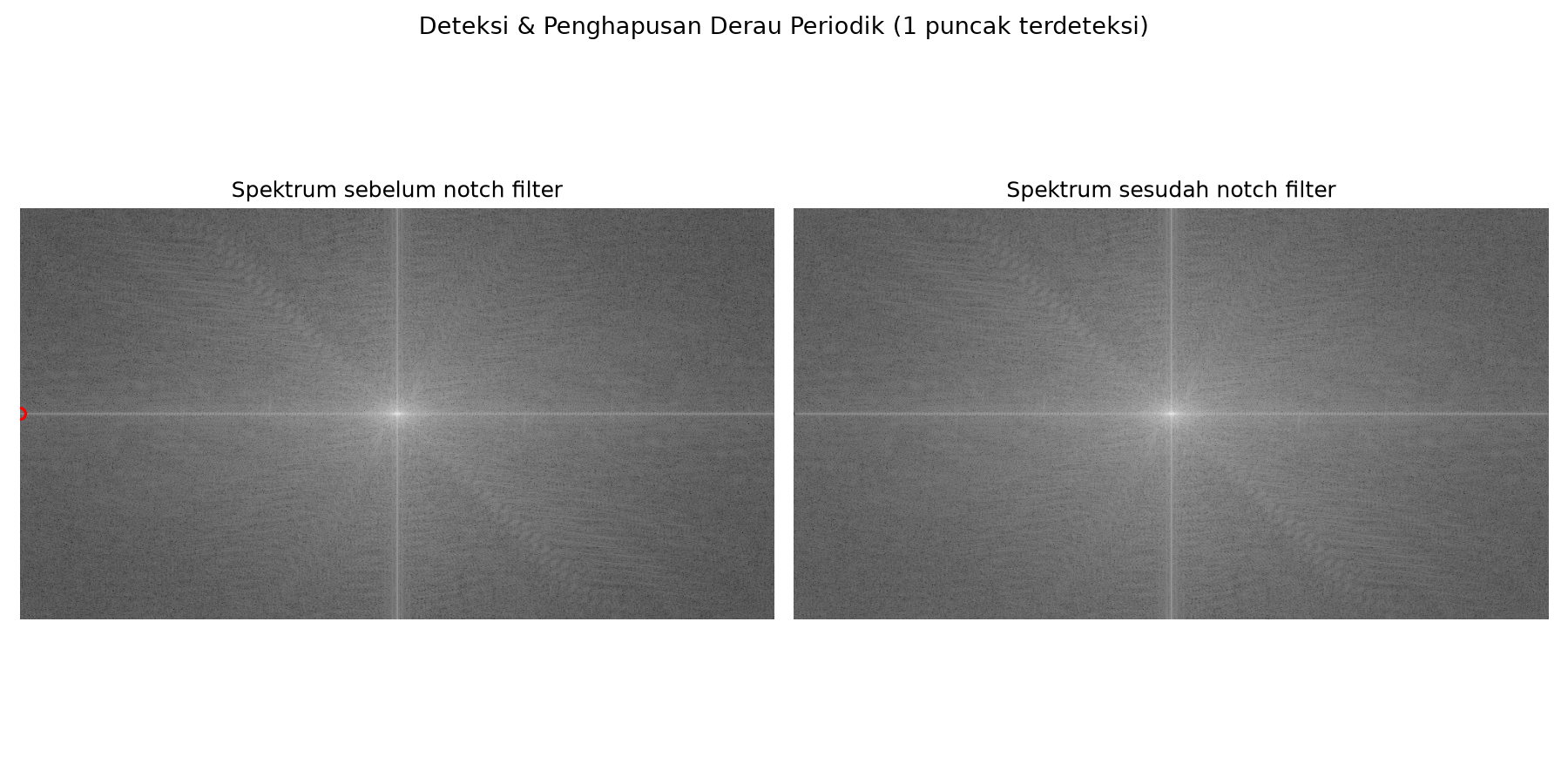 Spektrum Fourier Sebelum dan Sesudah Notch Filtering